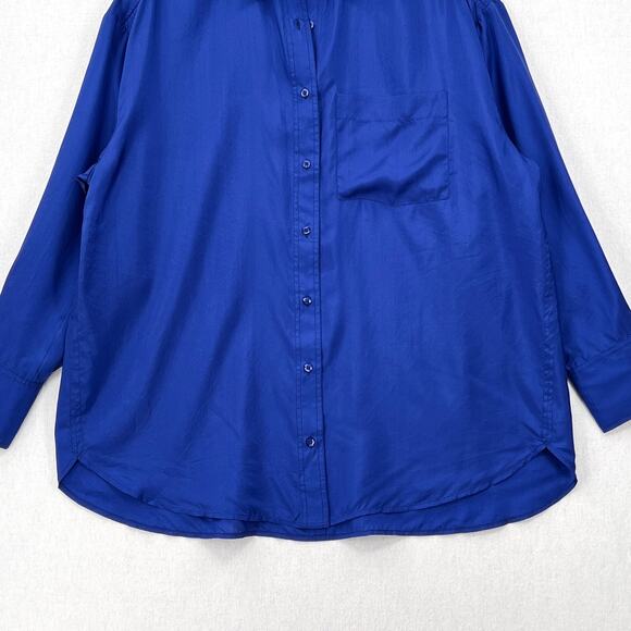 APIECE APART Oversize Button Down Shirt Womens Small Ceru Blue Silk Long Sleeve - Picture 10 of 16